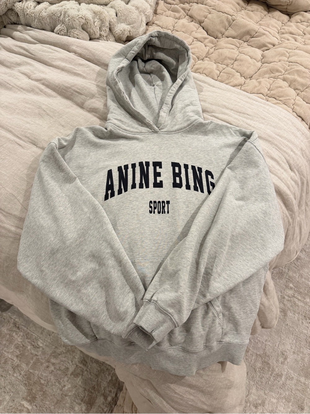 Anine Bing Heather Grey Hooded Pullover